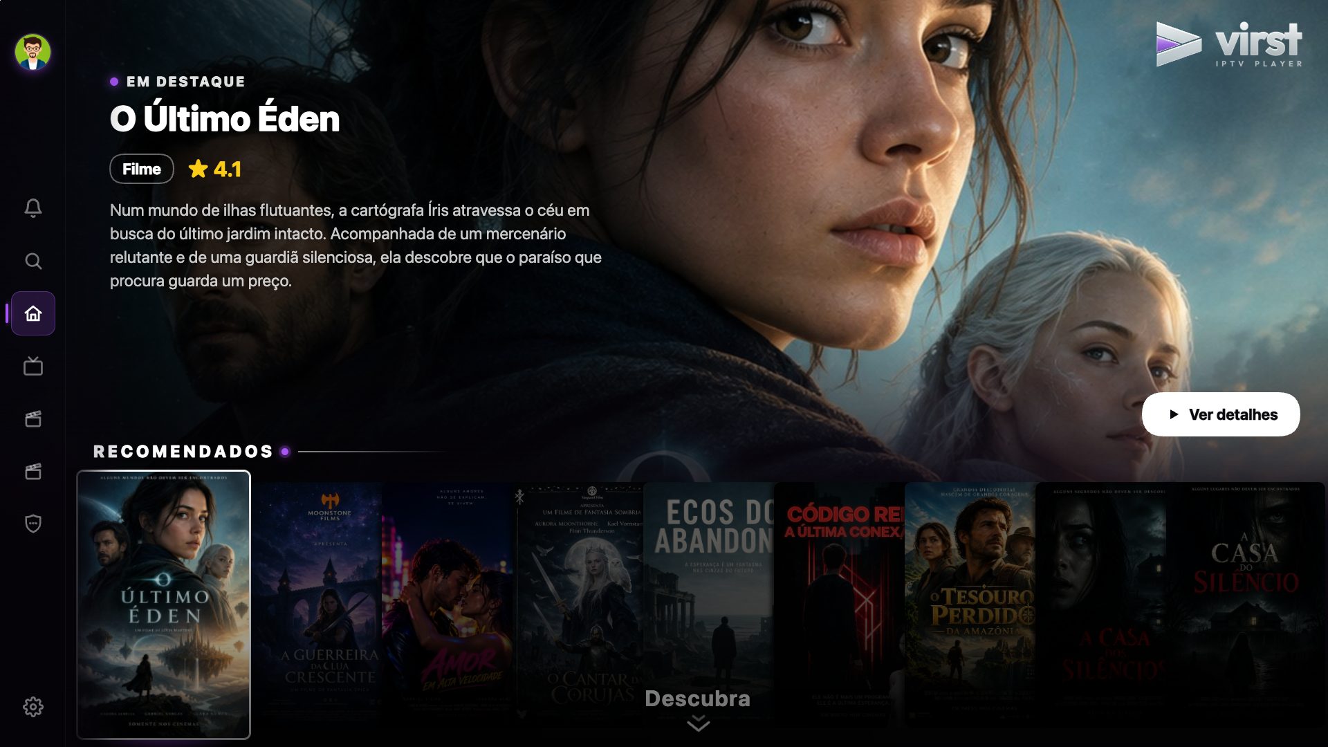 Início do Virst na TV com destaque em tela cheia